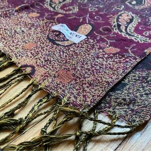 Pashmina Scarf Wrap Shawl Fringe Edges Rectangular 26x70” Paisley Multi-color